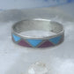 Zuni ring wedding band  sterling silver turquoise coral chips size 9.50 men women