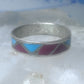 Zuni ring wedding band  sterling silver turquoise coral chips size 9.50 men women