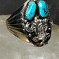 Eagle ring size 12 Navajo signed AL turquoise  sterling silver women men