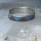 Zuni ring wedding band  sterling silver turquoise coral chips size 9.50 men women