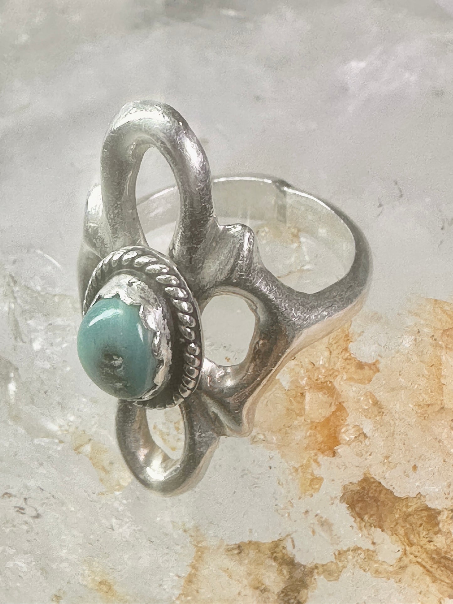 Navajo Sand Cast Ring Turquoise size 7.50 southwest sterling silver women girls