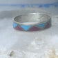 Zuni ring wedding band  sterling silver turquoise coral chips size 9.50 men women