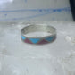 Zuni ring wedding band  sterling silver turquoise coral chips size 9.50 men women