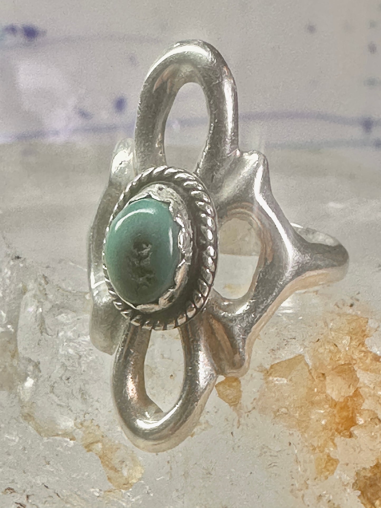 Navajo Sand Cast Ring Turquoise size 7.50 southwest sterling silver women girls