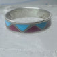 Zuni ring wedding band  sterling silver turquoise coral chips size 9.50 men women