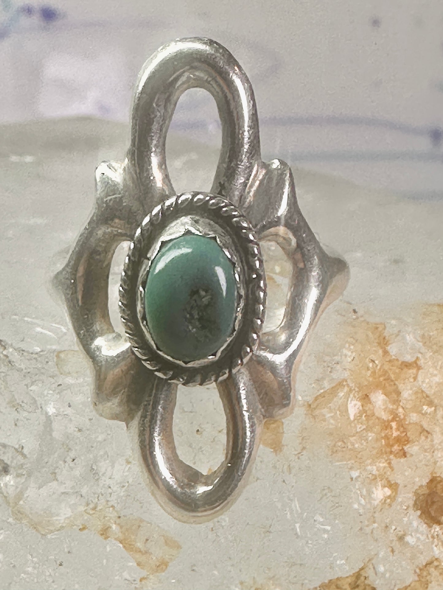 Navajo Sand Cast Ring Turquoise size 7.50 southwest sterling silver women girls