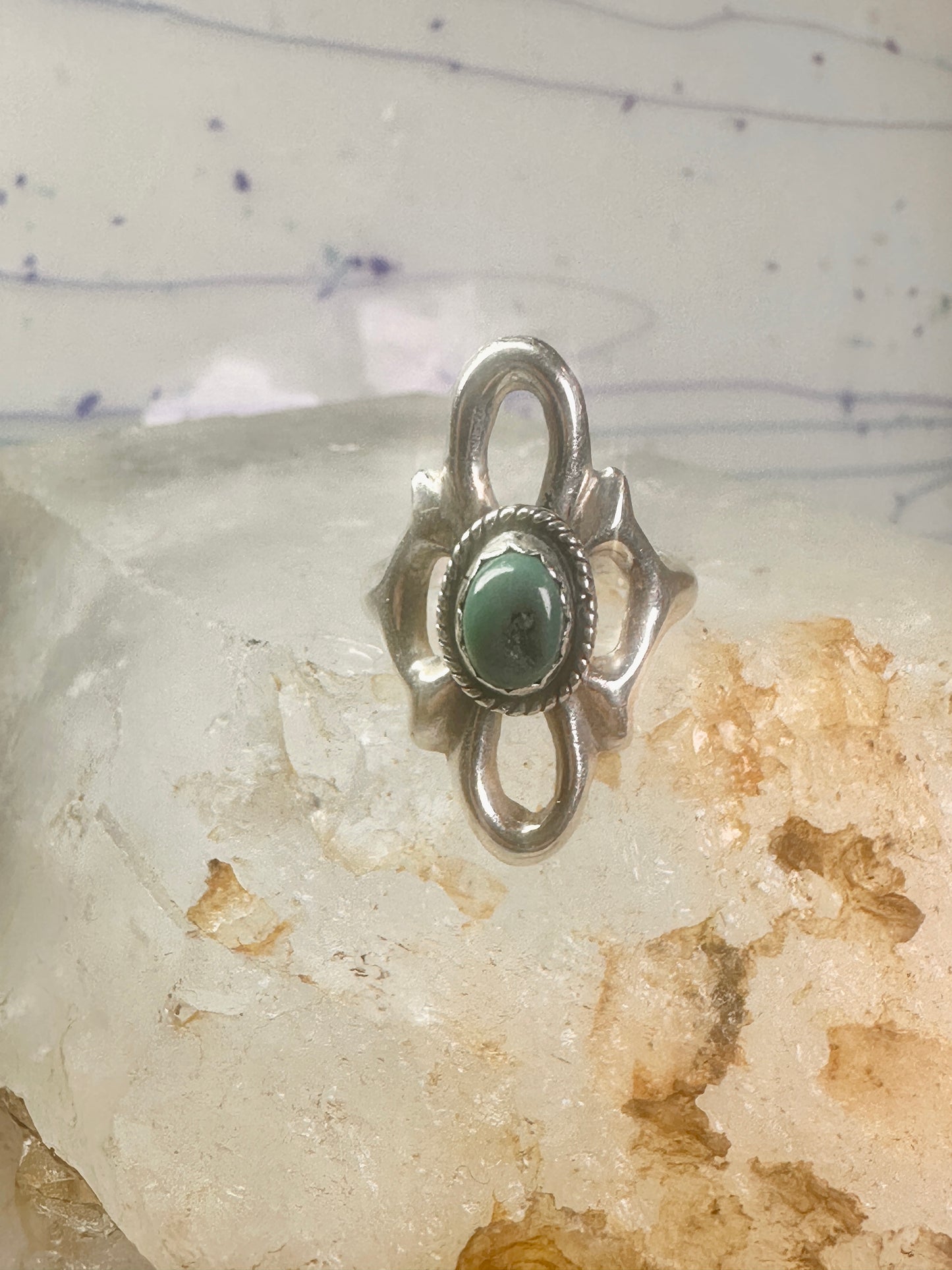 Navajo Sand Cast Ring Turquoise size 7.50 southwest sterling silver women girls