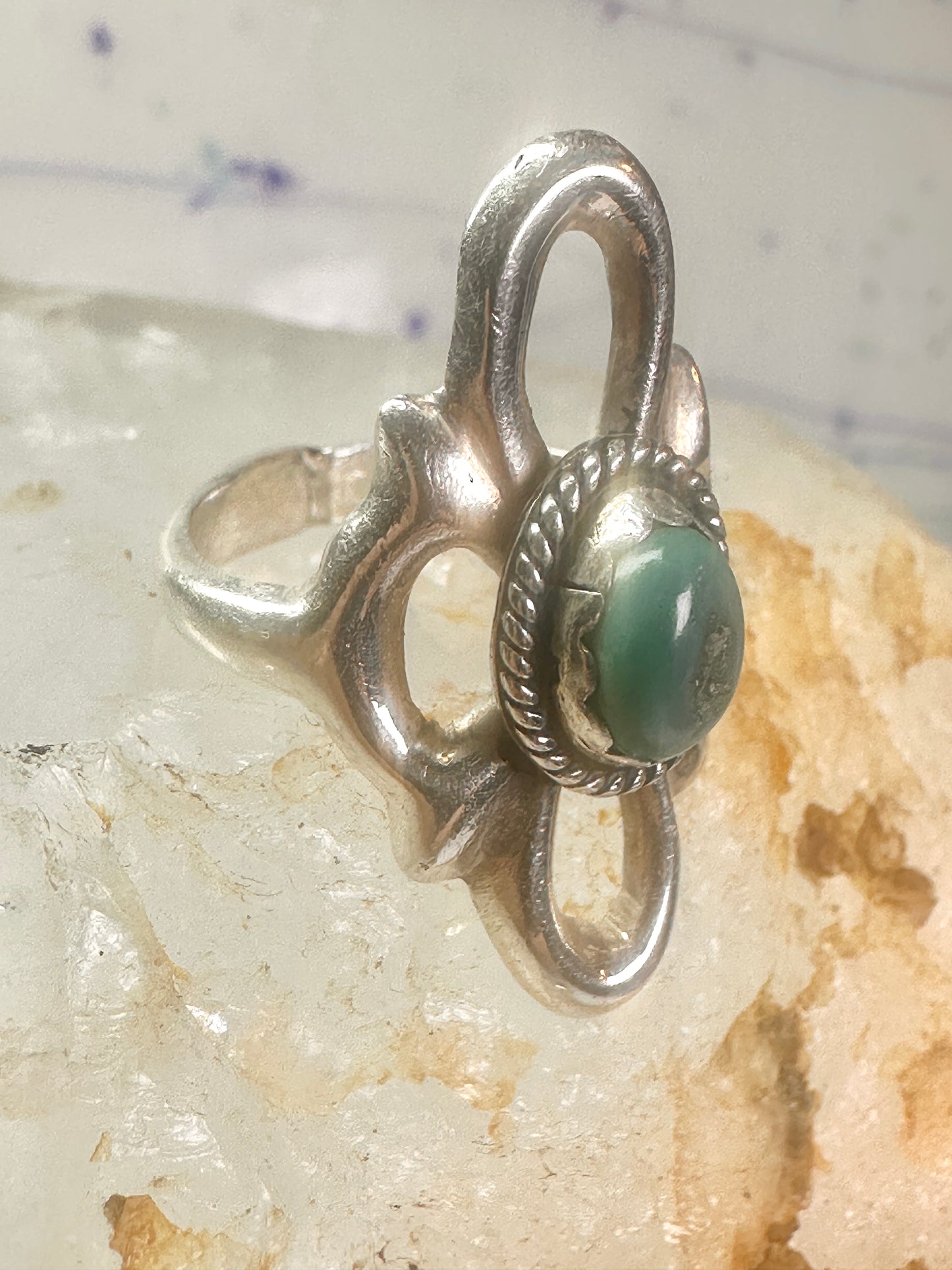 Navajo Sand Cast Ring Turquoise size 7.50 southwest sterling silver women girls