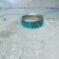 Zuni ring wedding band sterling silver turquoise chips size 6.75 men women