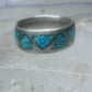 Zuni ring wedding band sterling silver turquoise chips size 6.75 men women