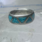 Zuni ring wedding band sterling silver turquoise chips size 6.75 men women