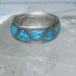 Zuni ring wedding band sterling silver turquoise chips size 6.75 men women