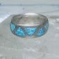 Zuni ring wedding band sterling silver turquoise chips size 6.75 men women