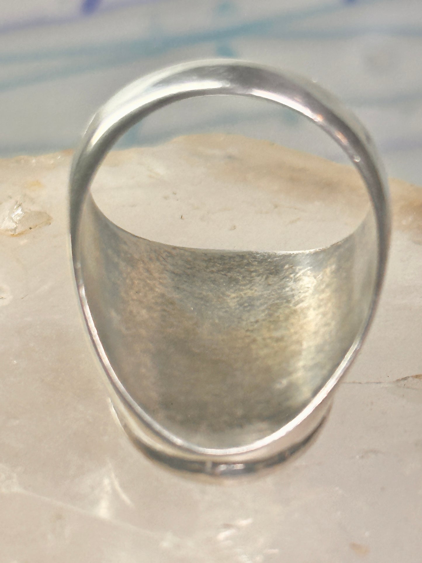 Navajo Abalone Ring Coral Turquoise size 11 sterling silver women men