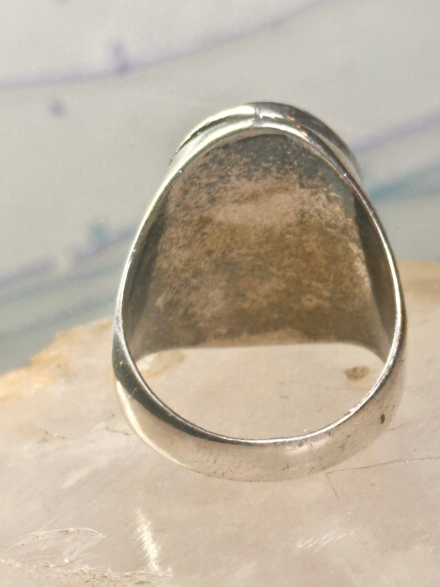 Navajo Abalone Ring Coral Turquoise size 11 sterling silver women men