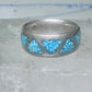 Zuni ring wedding band sterling silver turquoise chips size 6.75 men women