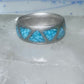Zuni ring wedding band sterling silver turquoise chips size 6.75 men women