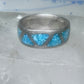 Zuni ring wedding band sterling silver turquoise chips size 6.75 men women