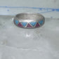 Zuni ring wedding band  sterling silver turquoise coral chips size 7.5 men women