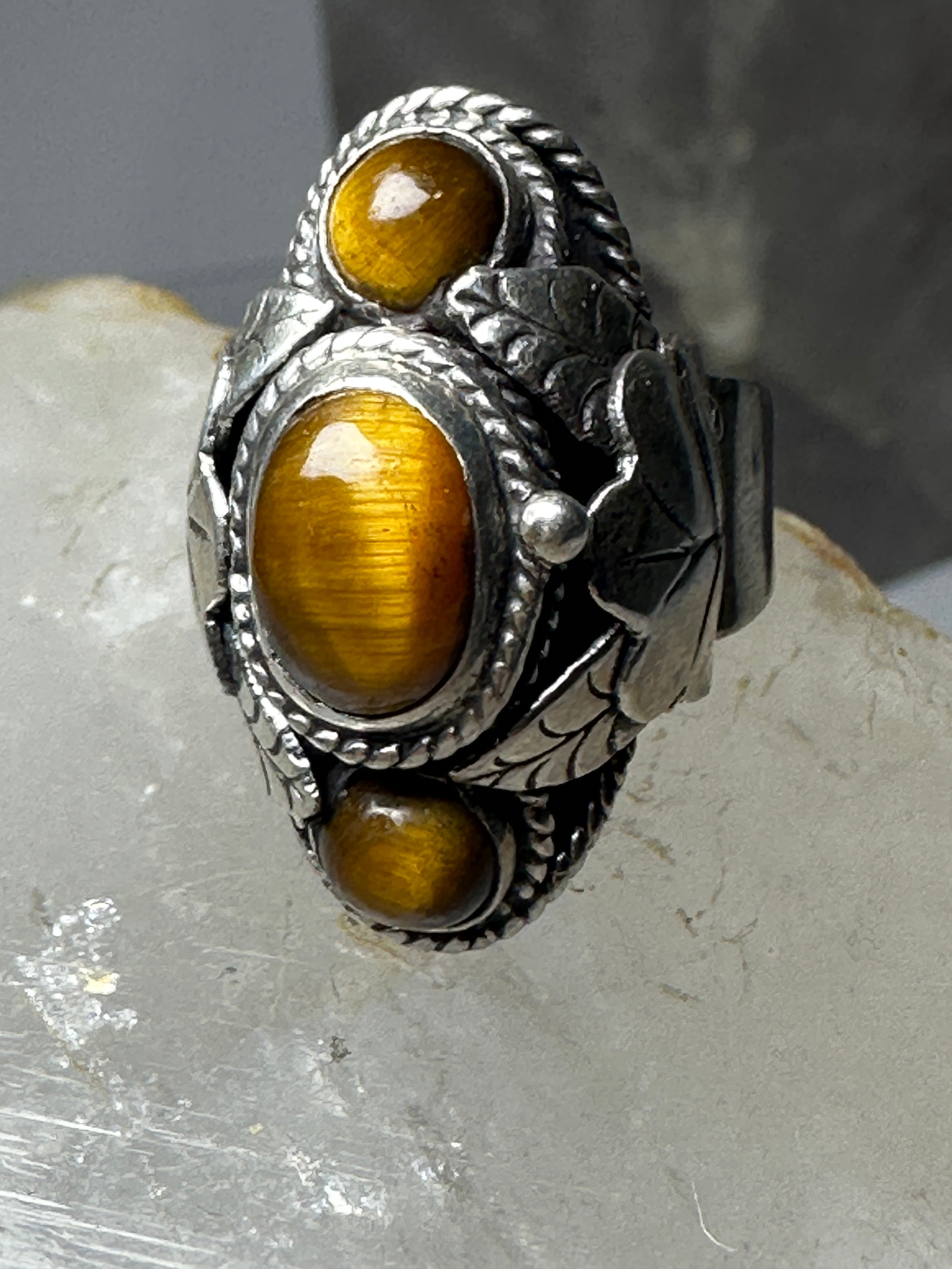 Tiger Eye ring size 6 adj selling poison Mexican sterling silver women