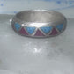Zuni ring wedding band  sterling silver turquoise coral chips size 7.5 men women