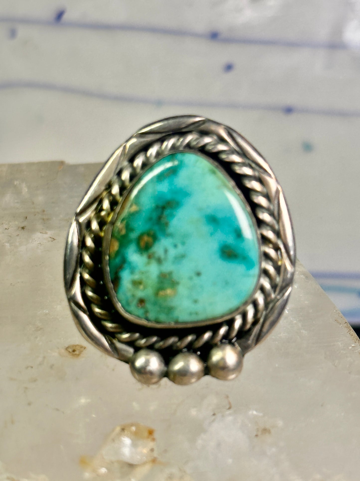 Navajo ring large turquoise vintage sterling silver size 11 women men