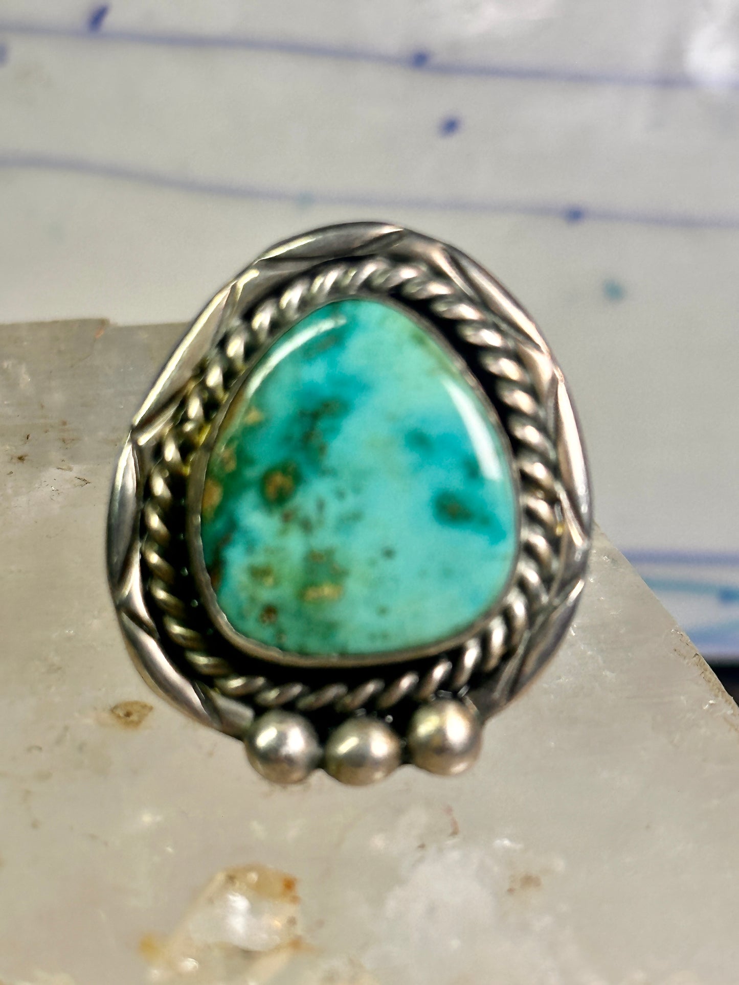Navajo ring large turquoise vintage sterling silver size 11 women men