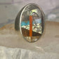 Navajo Abalone Ring Coral Turquoise size 11 sterling silver women men