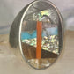 Navajo Abalone Ring Coral Turquoise size 11 sterling silver women men