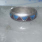 Zuni ring wedding band  sterling silver turquoise coral chips size 7.5 men women