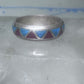 Zuni ring wedding band  sterling silver turquoise coral chips size 7.5 men women