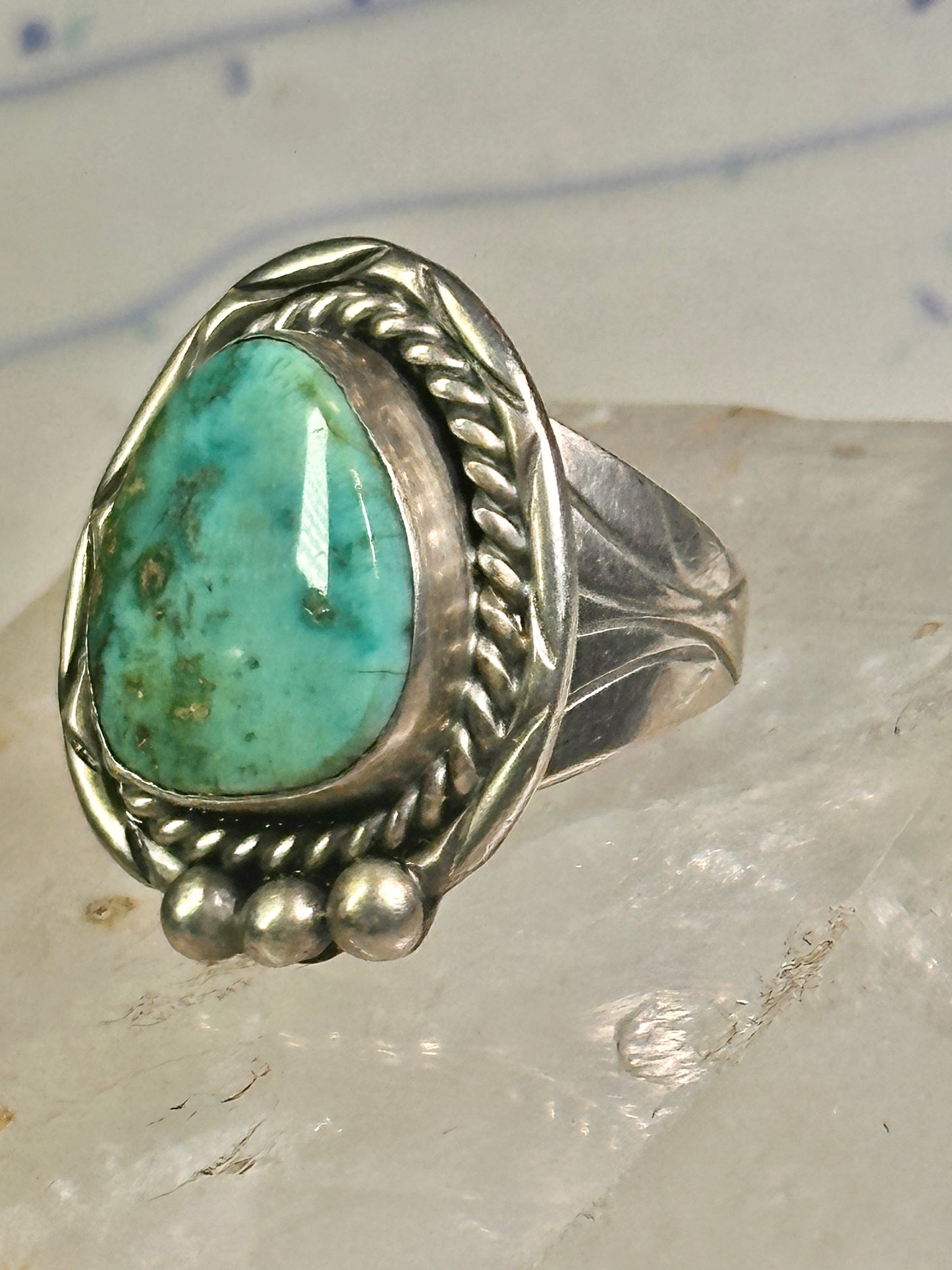 Navajo ring large turquoise vintage sterling silver size 11 women men