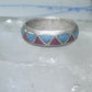 Zuni ring wedding band  sterling silver turquoise coral chips size 7.5 men women