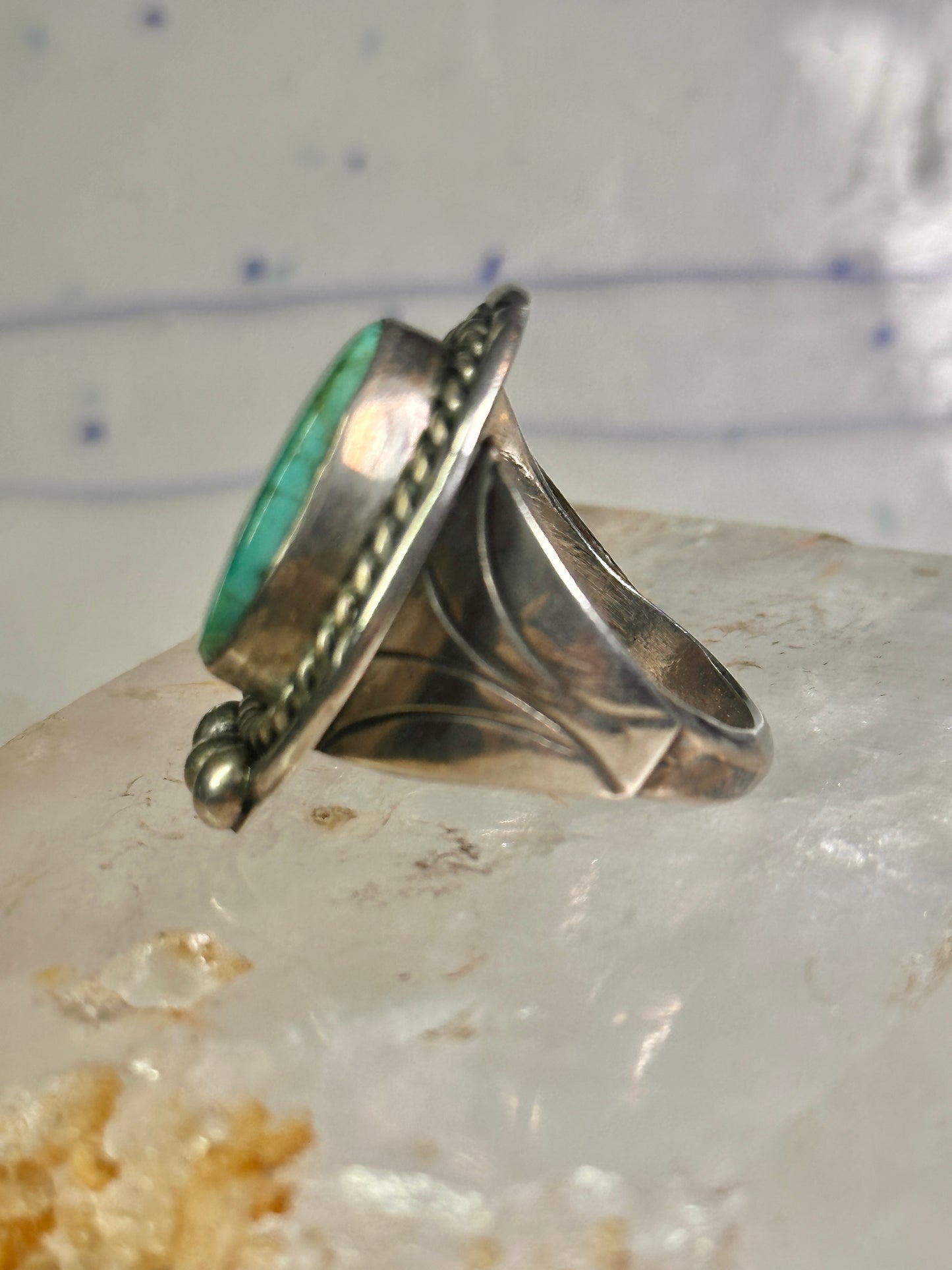 Navajo ring large turquoise vintage sterling silver size 11 women men
