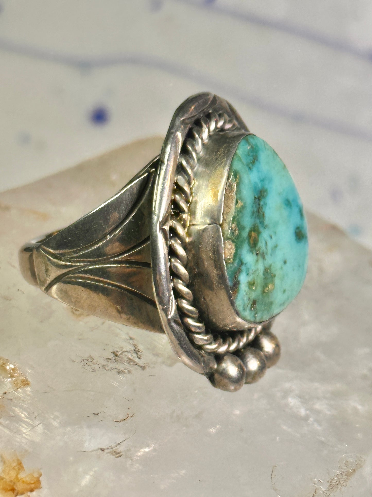 Navajo ring large turquoise vintage sterling silver size 11 women men