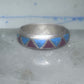 Zuni ring wedding band  sterling silver turquoise coral chips size 7.5 men women