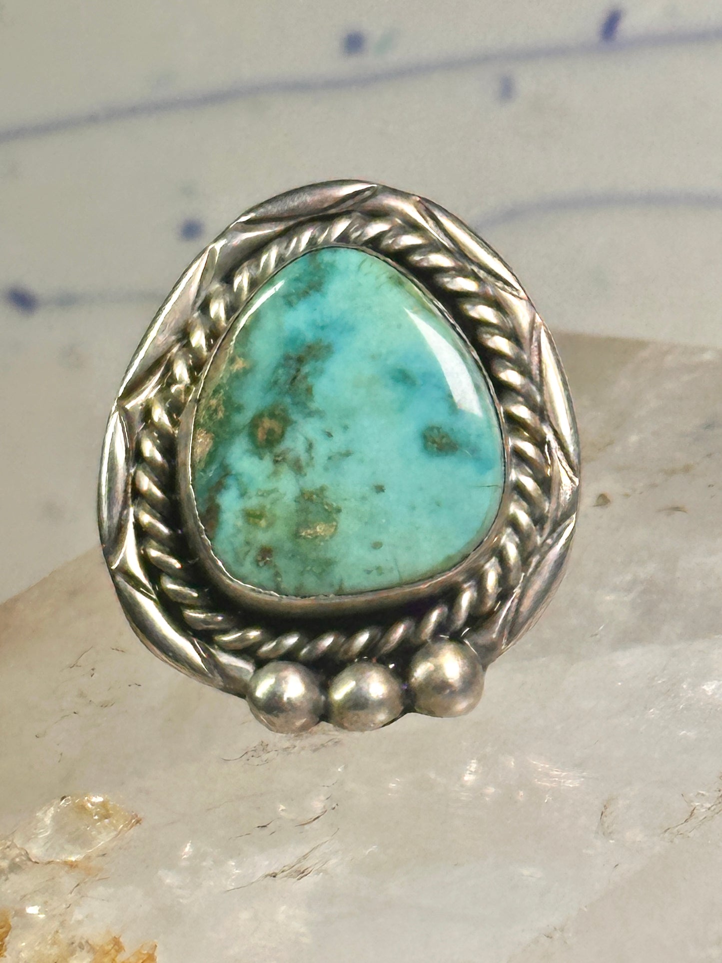 Navajo ring large turquoise vintage sterling silver size 11 women men