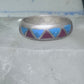 Zuni ring wedding band  sterling silver turquoise coral chips size 7.5 men women