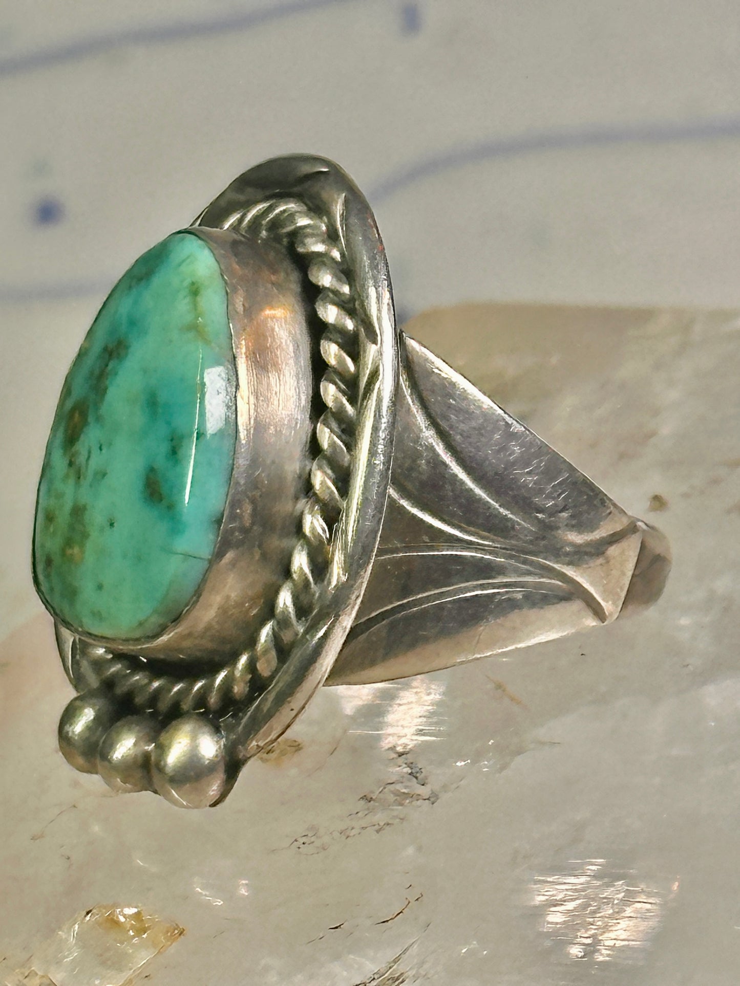 Navajo ring large turquoise vintage sterling silver size 11 women men