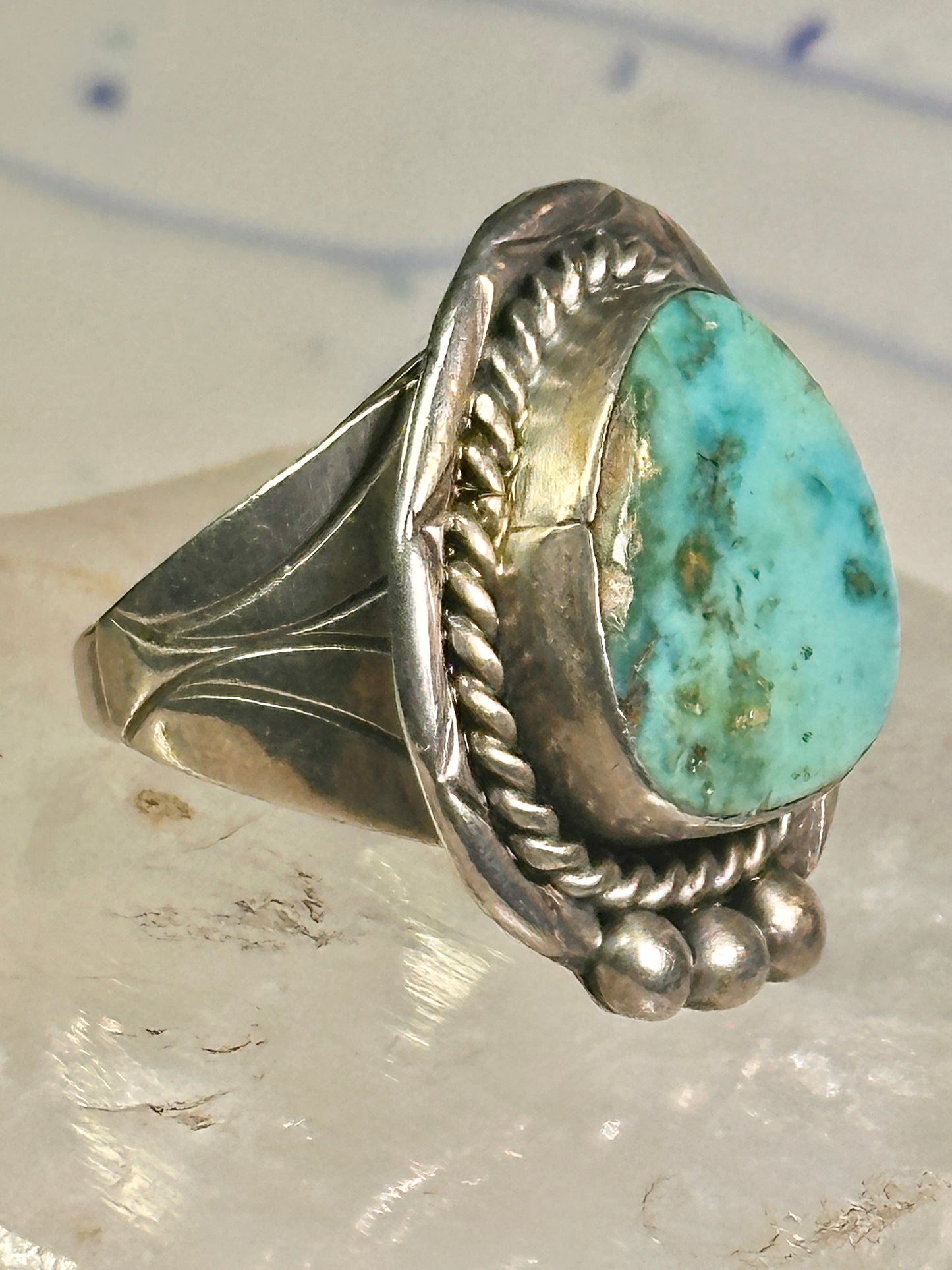 Navajo ring large turquoise vintage sterling silver size 11 women men