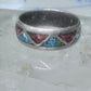 Zuni ring wedding band sterling silver turquoise coral chips size 9.5 men women