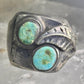 Navajo ring turquoise band leaf vintage sterling silver size 10.25 women men