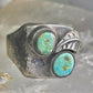 Navajo ring turquoise band leaf vintage sterling silver size 10.25 women men