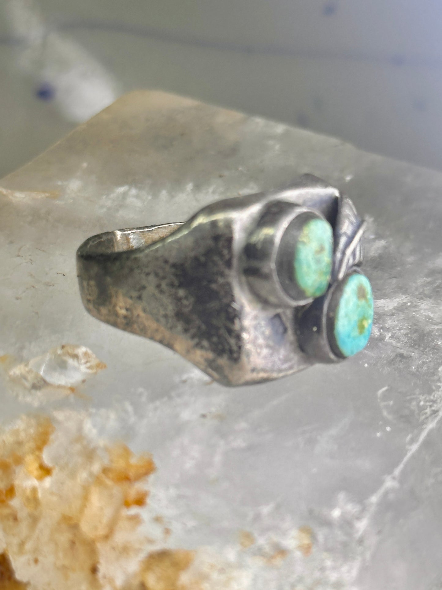 Navajo ring turquoise band leaf vintage sterling silver size 10.25 women men