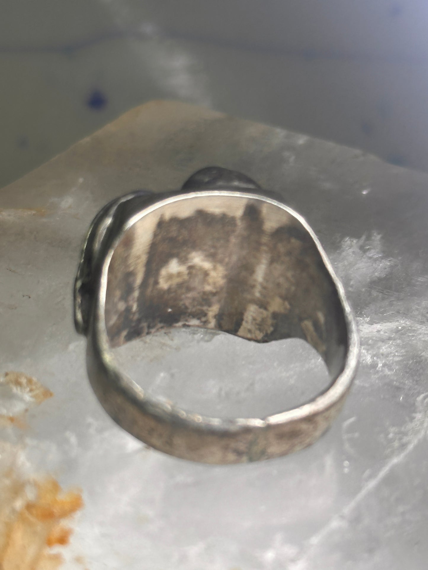 Navajo ring turquoise band leaf vintage sterling silver size 10.25 women men