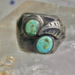 Navajo ring turquoise band leaf vintage sterling silver size 10.25 women men
