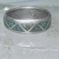 Zuni ring wedding band sterling silver turquoise chips size 6 men women
