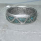 Zuni ring wedding band sterling silver turquoise chips size 6 men women