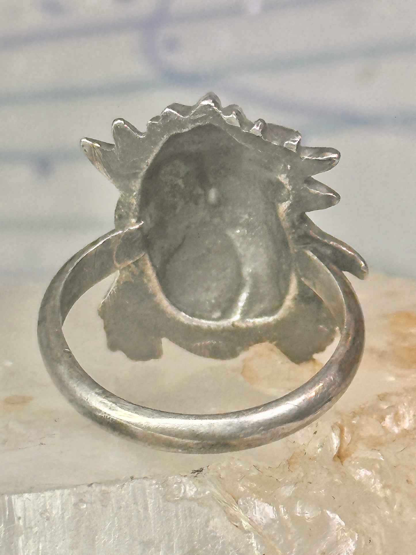 Face ring southwest figurative feathers size 9 sterling silver women men