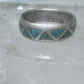 Zuni ring wedding band sterling silver turquoise chips size 6 men women